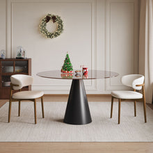 Load image into Gallery viewer, Round Dining Table &amp; Glass Top - Black / Brown
