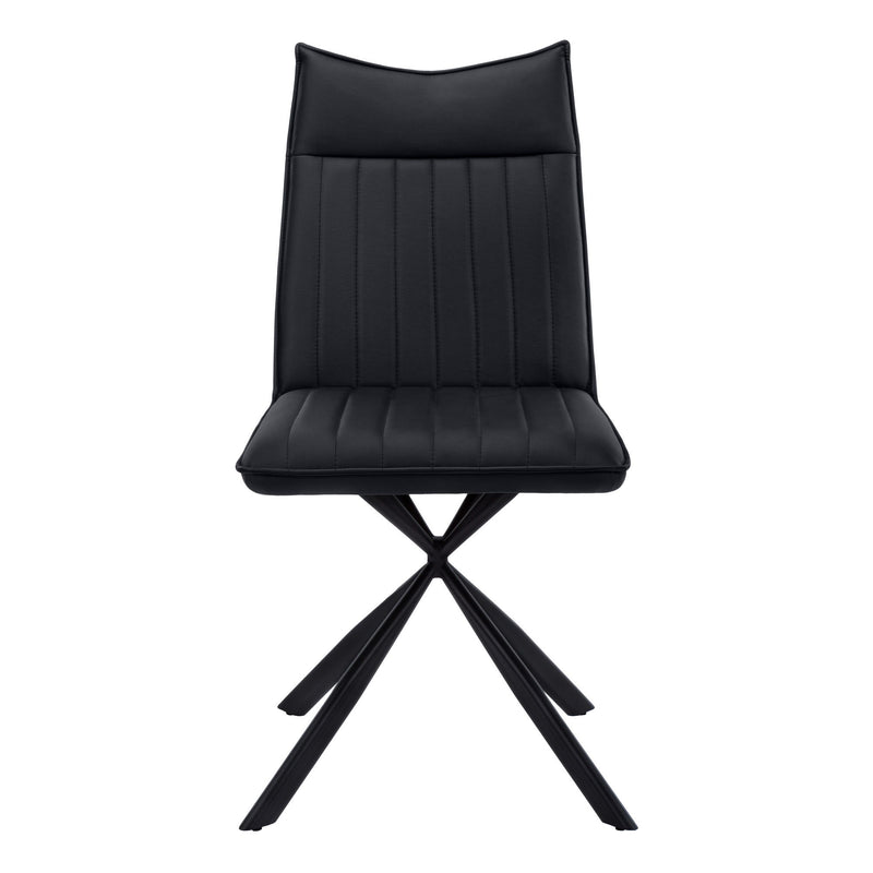 Tufted Upholstered Faux Leather Dining Parsons Chairs (Set of 2) - Black