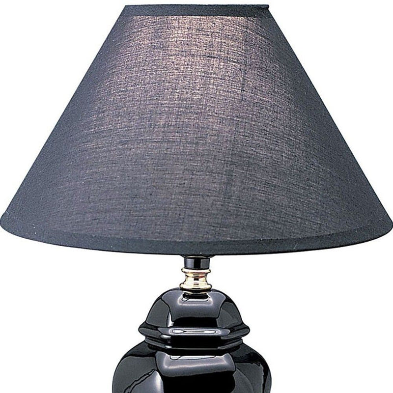 10" x 10" x13" Ceramic Bedside Table Lamp With Black Shade - Black