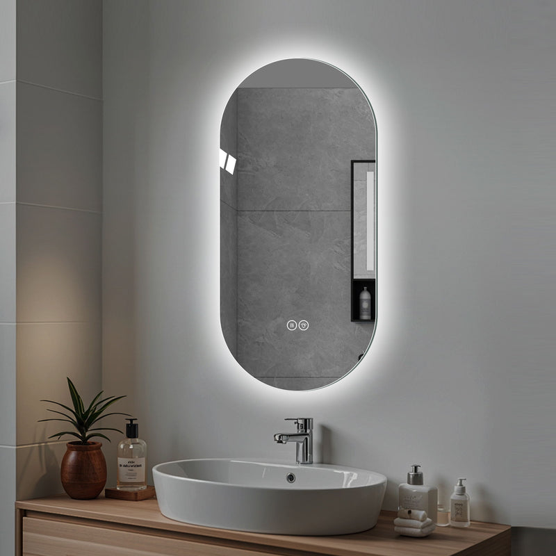 24" Arch Lighted Frameless Bathroom Vanity Mirror - Silver