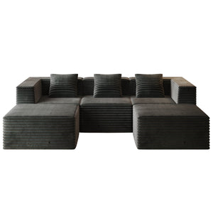 Compression Sofa With 2 Ottomans