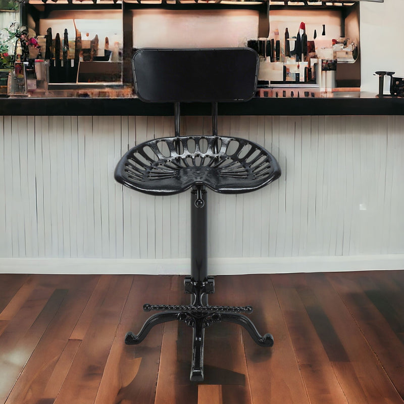 Low Back Adjustable Height Bar Chair With Footrest 47" - Black