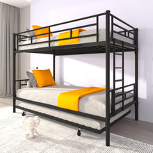 Load image into Gallery viewer, Bunk Bed Twin over Twin with Trundle Black,CPC Certified,No Box Spring Needed,Heavy Duty,Easy to assemble
