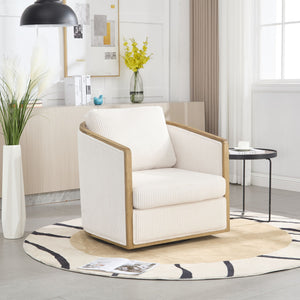 Corduroy Barrel Chair, 360 Degree Swivel