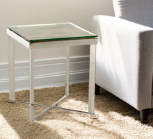 Load image into Gallery viewer, Glass Square End Table - Silver And Brown
