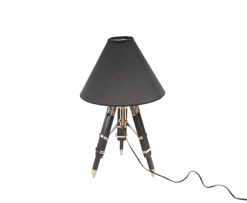 Metal Tripod Table Lamp With Black Shade - Black