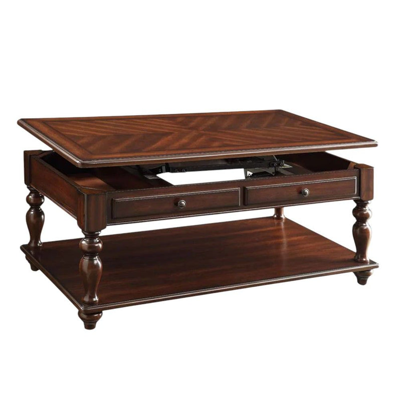 Lift Top Coffee Table With Shelf - Brown