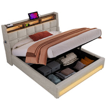 Load image into Gallery viewer, Platform Bed With Hydraulic Storage, LED Lighting &amp; Charging Station
