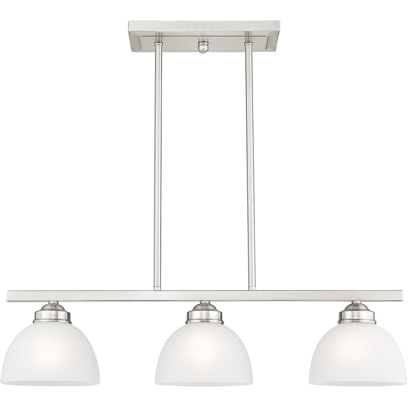8" Three Light Dimmable Chandelier With Shades - Nickel