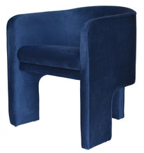 Load image into Gallery viewer, Contemporary Velvet Three Legged Chair - Royal Blue Gray

