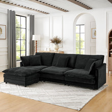 Load image into Gallery viewer, L-Shaped Sectional Sofa With Ottoman, Convertible 4 Seater Couch
