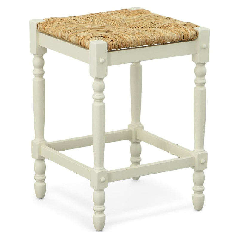 Backless Counter Height Bar Chair With Footrest 24" - Natural and Antiqued White