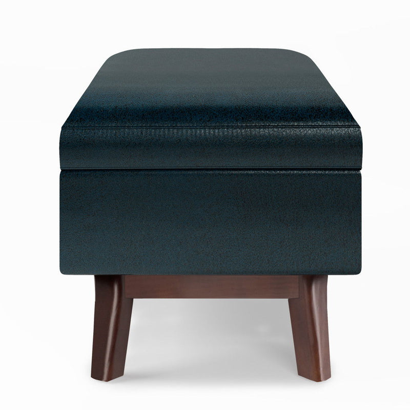 36" Leather Cocktail Ottoman With Storage - Blue / Brown