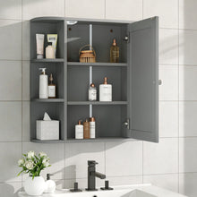 Load image into Gallery viewer, Bathroom Wall Storage Cabinet With Mirror And Adjustable Shelf, 6 Open Shelves
