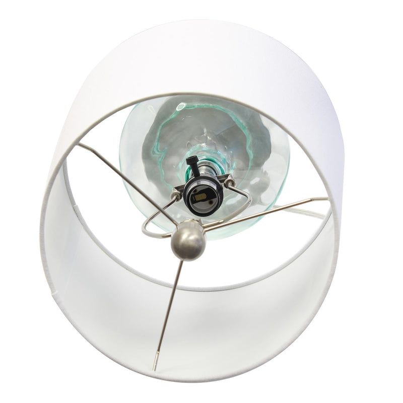 Translucent Gourd Table Lamp With Drum Shade - Teal Blue