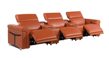 Load image into Gallery viewer, Top Grain Leather Reclining Metal USB Sofa (720370) - Camel
