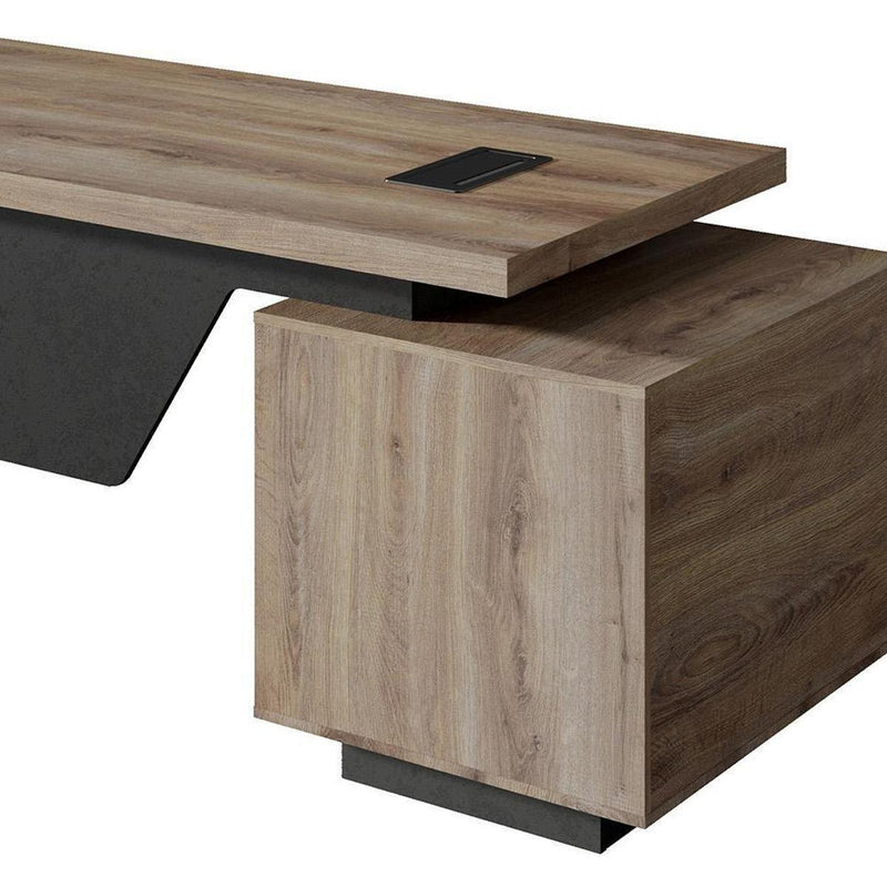 Wood Pedestal Executive Desk With Two Drawers - Walnut