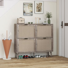 Load image into Gallery viewer, 4 Door Shoe Rack, Freestanding Modern Shoe Storage Cabinet
