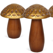 Load image into Gallery viewer, Mushroom Tabletop Sculptures (Set of 3) - Brown / Gold
