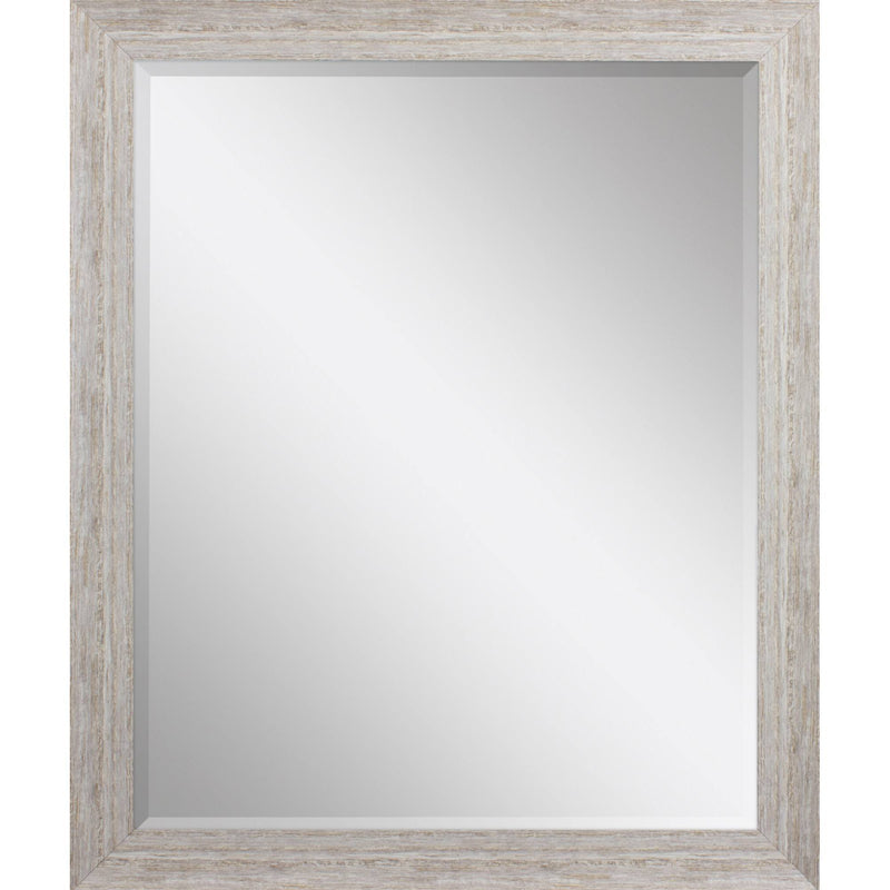34" Distressed Wood Framed Accent Mirror - White