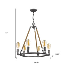 Load image into Gallery viewer, Candle Style Six Light Metal Dimmable Chandelier - Brown / Black
