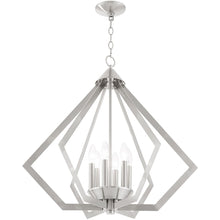 Load image into Gallery viewer, 25" Six-Light Dimmable Chandelier With Shades - Nickel
