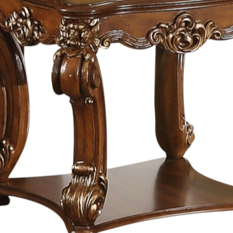 Manufactured Wood And Solid Wood Square End Table With Shelf - Cherry