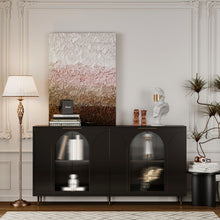 Load image into Gallery viewer, Accent Cabinet Lacquered Wooden Cabinet With 4 Glass Doors Sideboard Buffet Server Cabinet Storage Cabinet, For Living Room, Entryway, Hallway, Office, Kitchen And Dining Room
