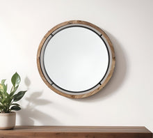 Load image into Gallery viewer, 28" Round Framed Accent Mirror - Brown

