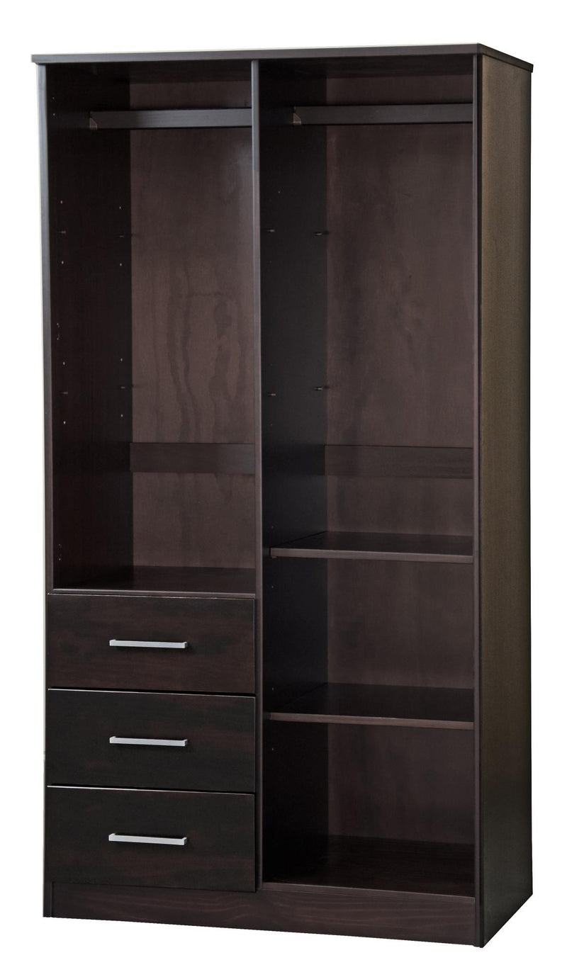 Solid Wood Mirrored Two Door Three Drawer Combo Dresser - Dark Brown