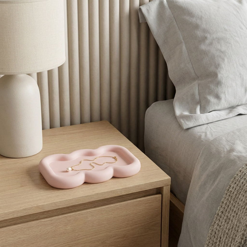 Resin Handmade Scalloped Trinket Tray - Pale Pink