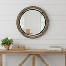 Load image into Gallery viewer, 19" Round Framed Accent Mirror - Black / Brown
