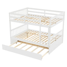 Load image into Gallery viewer, Full Over Full Bunk Bed with Trundle, Convertible to 2 Full Size Platform Bed, Full Size Bunk Bed with Ladder and Safety Rails for Kids, Teens, Adults,White(Old Sku:W504S00002)
