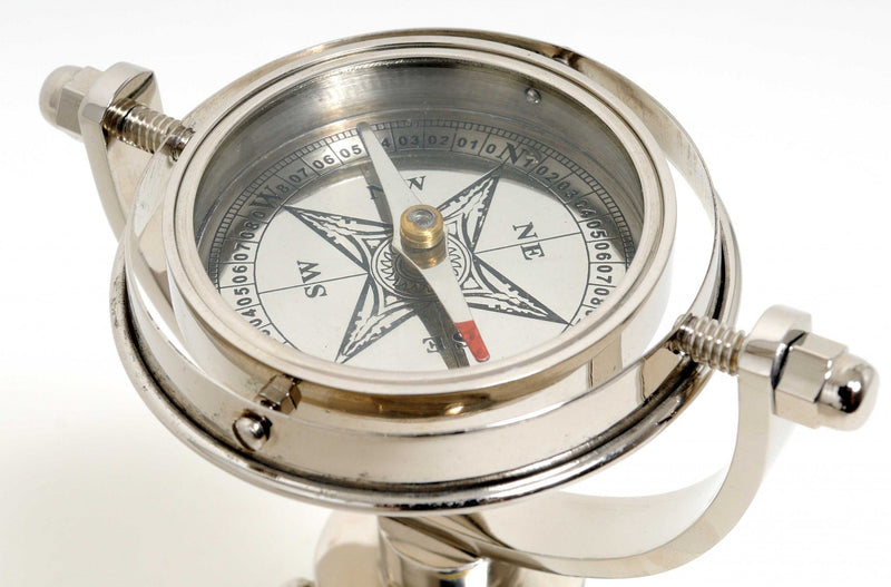 Gimbaled Compass On Tristand - Silver