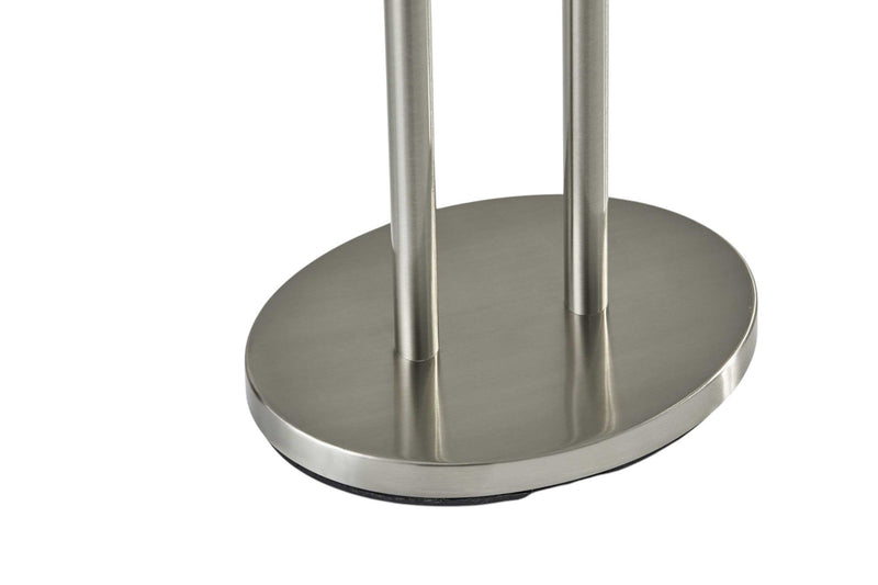 Brushed Task Floor Lamp With Fabric Drum Shade - Silver / White
