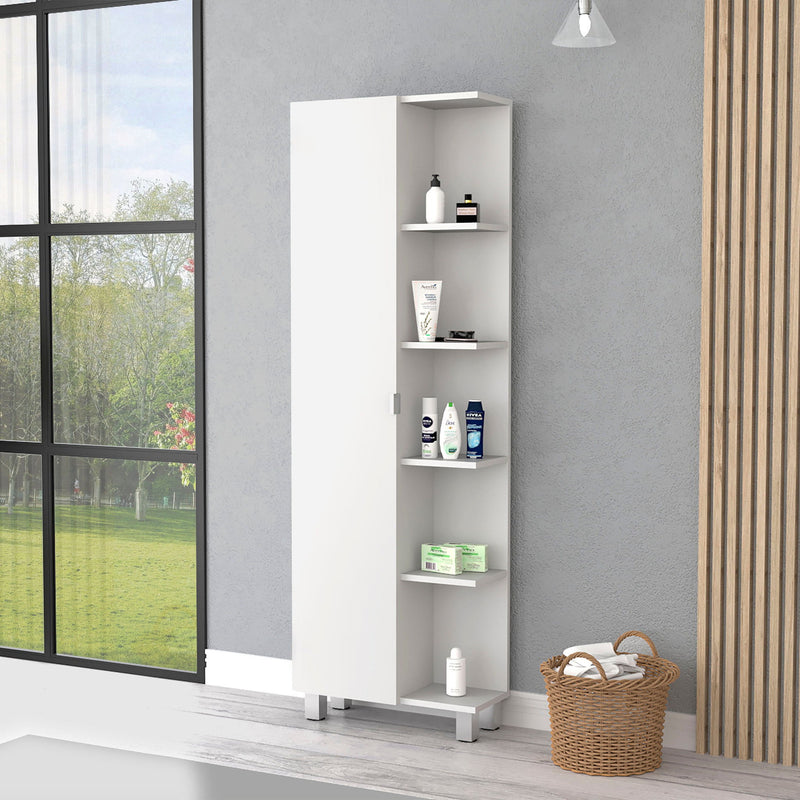 Accent Cabinet With Nine Shelves - White