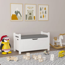 Load image into Gallery viewer, Kids Toy Box Chest Storage Cabinet With Cushion Seat Bench Flip Top Lid Safety Hinge - White
