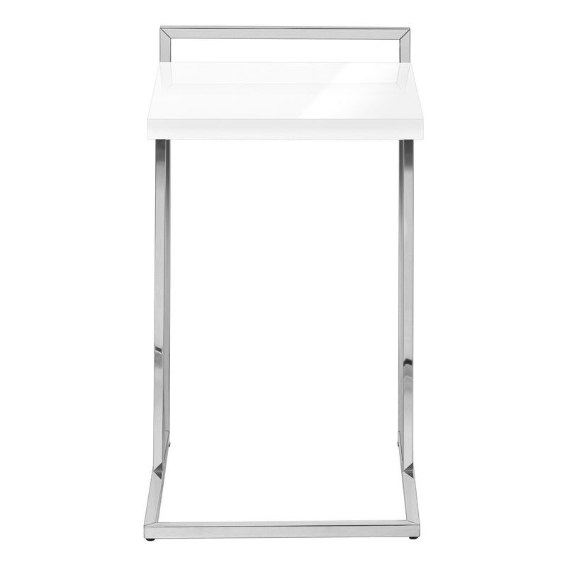 Wood And Metal End Table - White / Silver