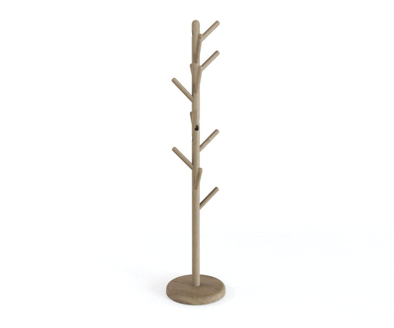 Solid Wood Ten Hook Freestanding Coat Rack - Gray