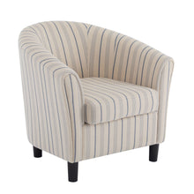 Load image into Gallery viewer, Modern Barrel Fabric Striped Barrel Chair With Channel Stitching - Beige / Blue Stripe
