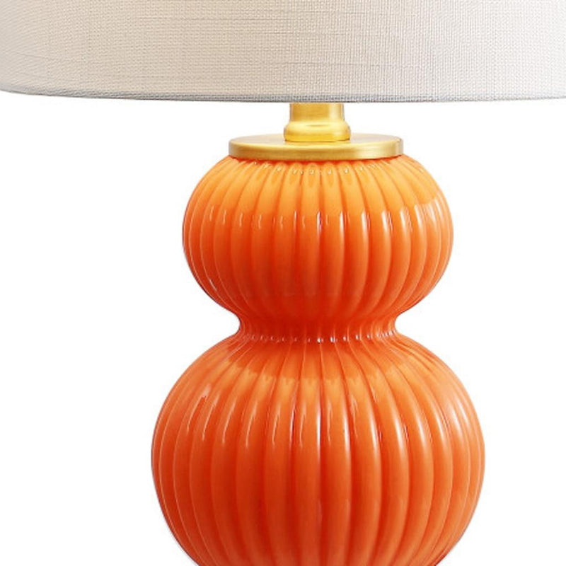 Gourd Table Lamp LED With Drum Shade - Orange