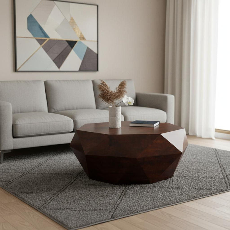 Solid Wood Free Form Solid Wood Coffee Table - Brown