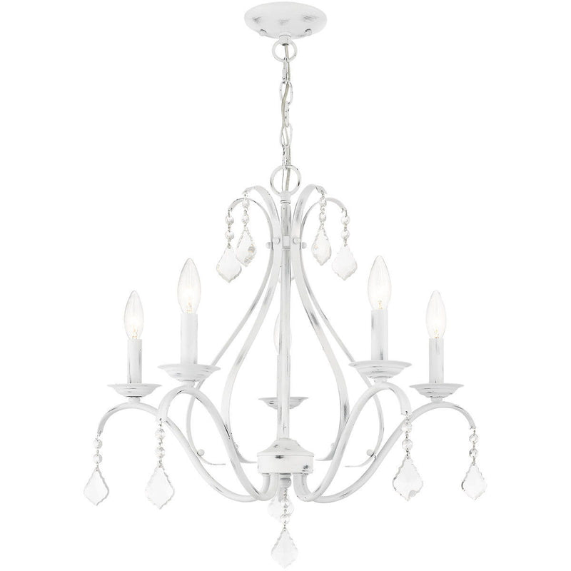 23" Five Light Dimmable Chandelier With Shades - White