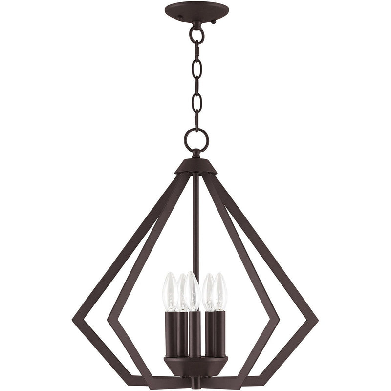 20" Five-Light Dimmable Chandelier With Shades - Bronze