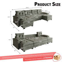 Load image into Gallery viewer, U-Shaped Sleeper Sofa With Pull Out Bed, Removable Armrests &amp; USB Ports For Living Room
