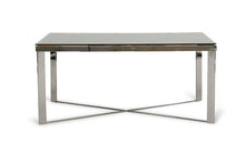 Load image into Gallery viewer, 80" Solid Wood And Stainless Steel Trestle Base Dining Table - Silver
