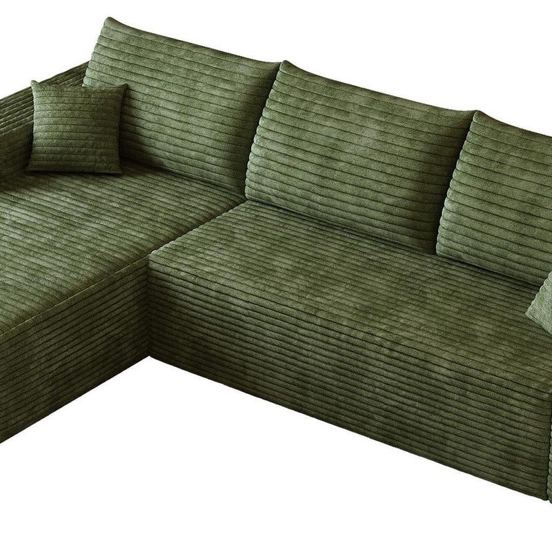 Corduroy Modular L Shaped Sofa And Chaise Sectional (762642) - Green