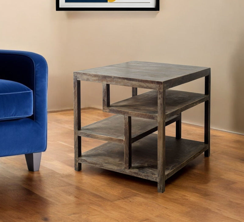 Solid Wood Square End Table (380654) - Brown