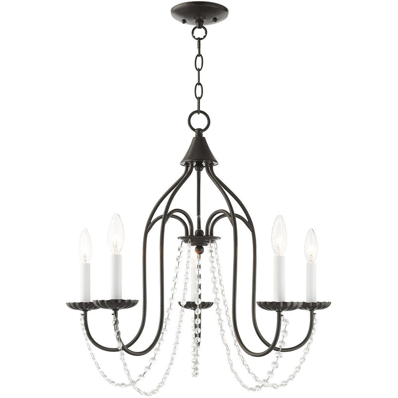 23'' Five Light Dimmable Chandelier With Shades - Bronze