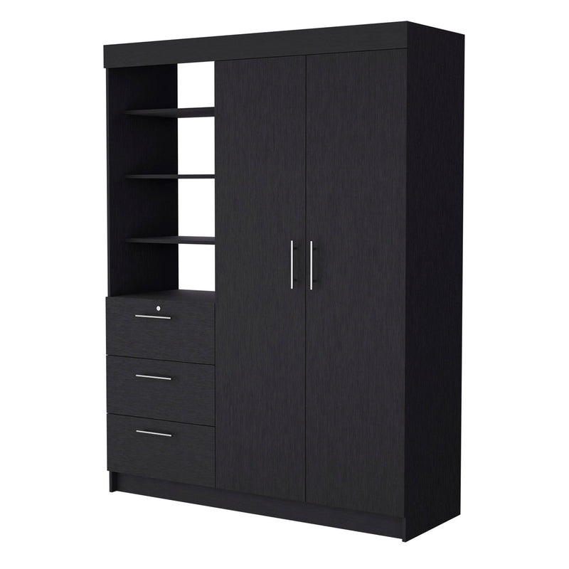 Accent Cabinet Soft Close With Three Shelves And One Drawer - Black